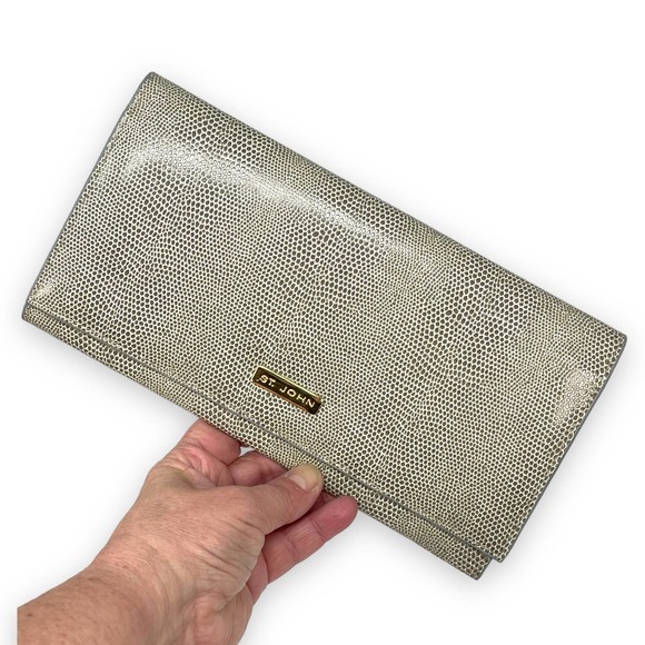 St. John Handbags - St. John Leather Clutch Evening Bag Reptile Snake Print Wallet Bill Organizer